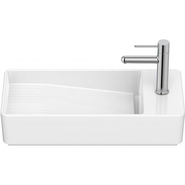 Roca Tura A327692000 掛牆面盆：非對稱設計、右側單孔、無溢水